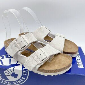 Birkenstock Arizona Soft Footbed Sandal Antique White Suede EU 37 Wms US 6- 6.5
